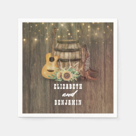 Cowboy Stiefel und Sonnenblumen Wine Barrel Serviette