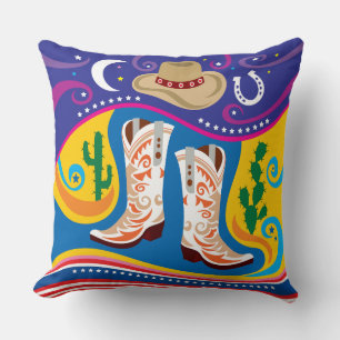 Cowboy-Stiefel und Wüstensterne Kissen