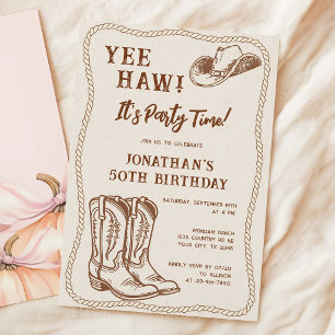Cowboy-Stiefel Western-Geburtstags-Hoedown Einladung
