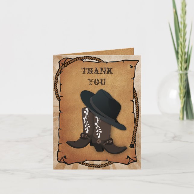 Cowboy Stiefel Western Thema Danke (Vorderseite)