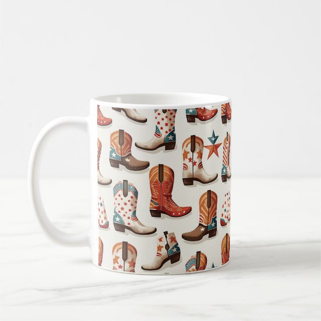Cowboy Stiefelmuster Kaffeetasse (Links)