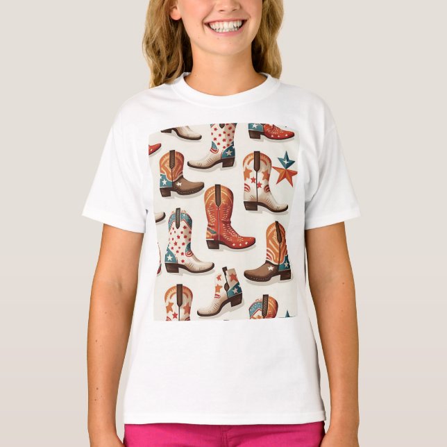 Cowboy Stiefelmuster T-Shirt (Vorderseite)