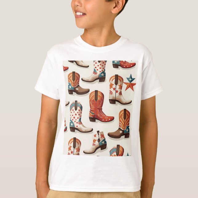 Cowboy Stiefelmuster T-Shirt (Vorderseite)