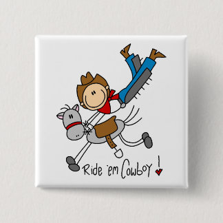 Cowboy-Strichmännchen-T-Shirts und Geschenke Button