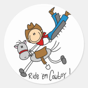 Cowboy-Strichmännchen-T-Shirts und Geschenke Runder Aufkleber