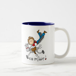 Cowboy-Strichmännchen-T-Shirts und Geschenke Zweifarbige Tasse