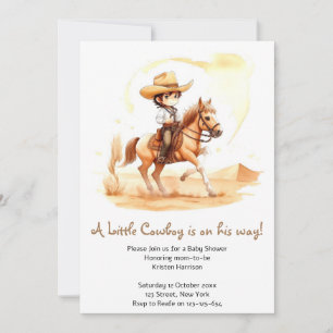 Cowboy-Style Rustic Boy Baby Shower Einladung