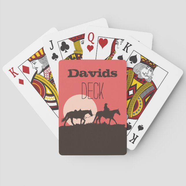 Cowboy Sunset Personalisierte Spielkarten (Rückseite)