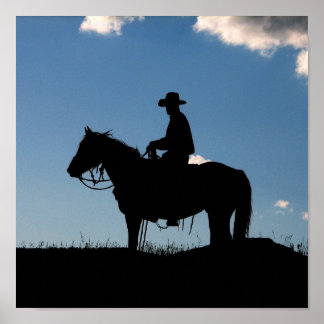 Cowboy Sunset Poster