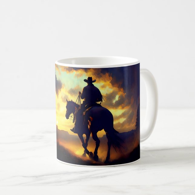 Cowboy Sunset Retirement Kaffeetasse (VorderseiteRechts)