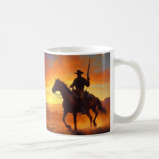 Cowboy Sunset Retirement Kaffeetasse (Rechts)