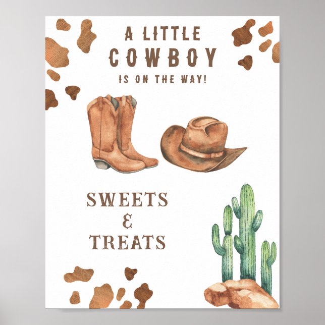 Cowboy-Süßigkeiten und Leckereien Babydusche Poster (Vorne)