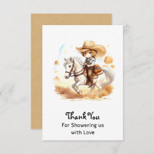 Cowboy Tales: Rustic Wild West Baby Shower Dankeskarte