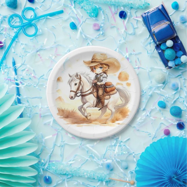 Cowboy Tales: Rustic Wild West Baby Shower Pappteller (Party)
