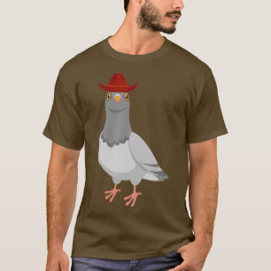 Cowboy-Taube Süße Taube mit winziger roter Mütze T-Shirt