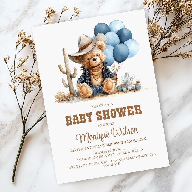 Cowboy Teddy Bear Baby Shower Invitation Einladung (Von Creator hochgeladen)