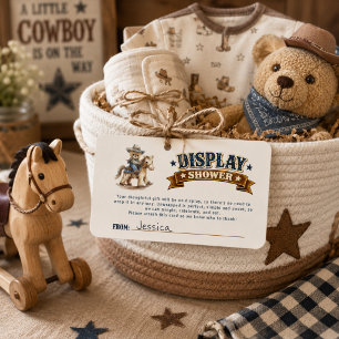 Cowboy Teddy Bear Display Baby Shower Begleitkarte