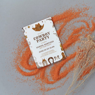 Cowboy Theme Kindergeburtstag Party Einladung