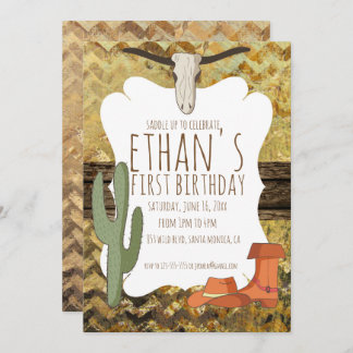 Cowboy Themed Birthday Einladung
