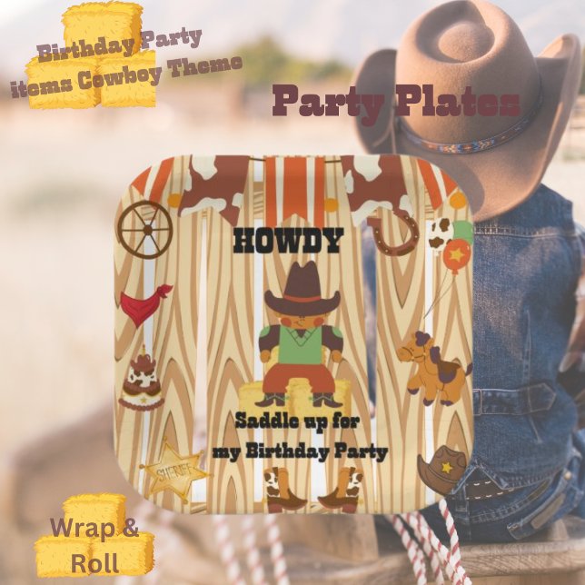Cowboy Themed Geburtstag Pappteller (Von Creator hochgeladen)