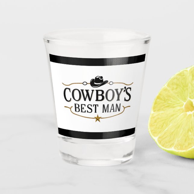 Cowboy-Trauzeuge Schnapsglas (Vorderseite)