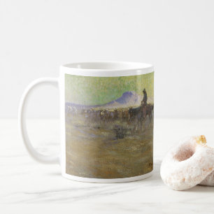 Cowboy treibt Rinder auf der Range von Lon Megarge Tasse