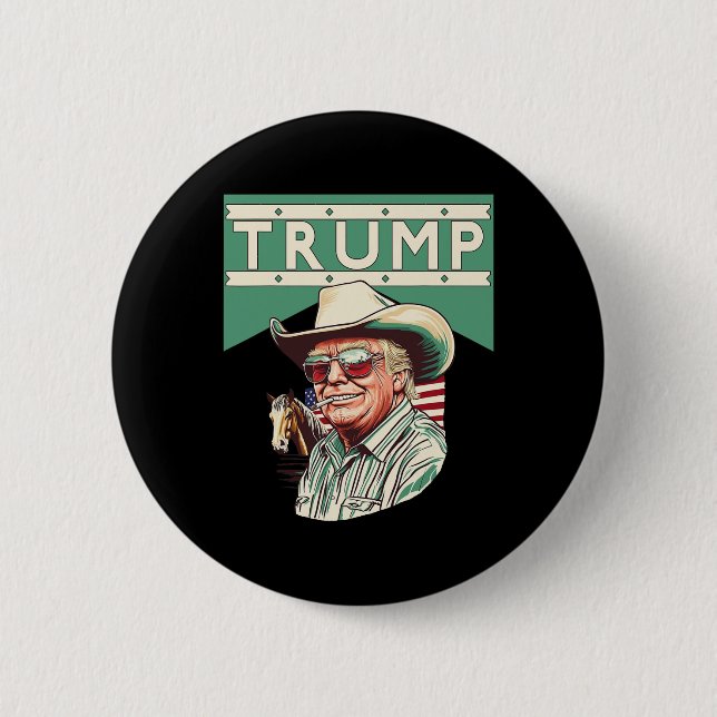 Cowboy Trump ist mein Präsident Button (Vorderseite)