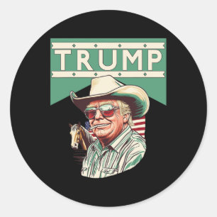 Cowboy Trump ist mein Präsident Runder Aufkleber
