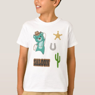 Cowboy Türkise Niedlich Bären Saloon Western T-Shirt