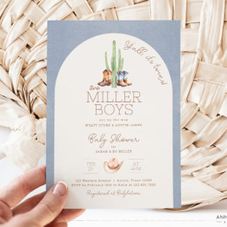 Cowboy Twin Baby Shower Einladung