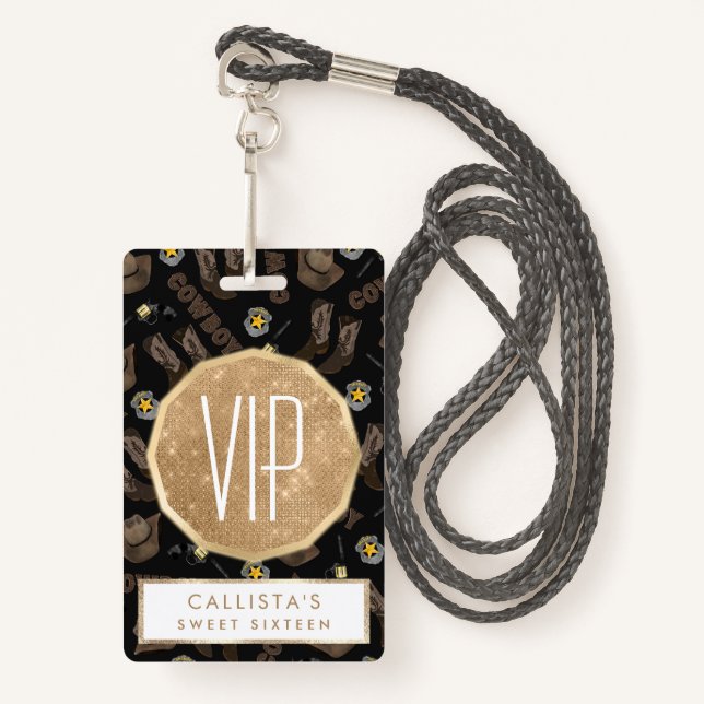 Cowboy Typografie Künstlerisch Cool Brown Watercol Ausweis (Vorderseite mit Schlüsselband)