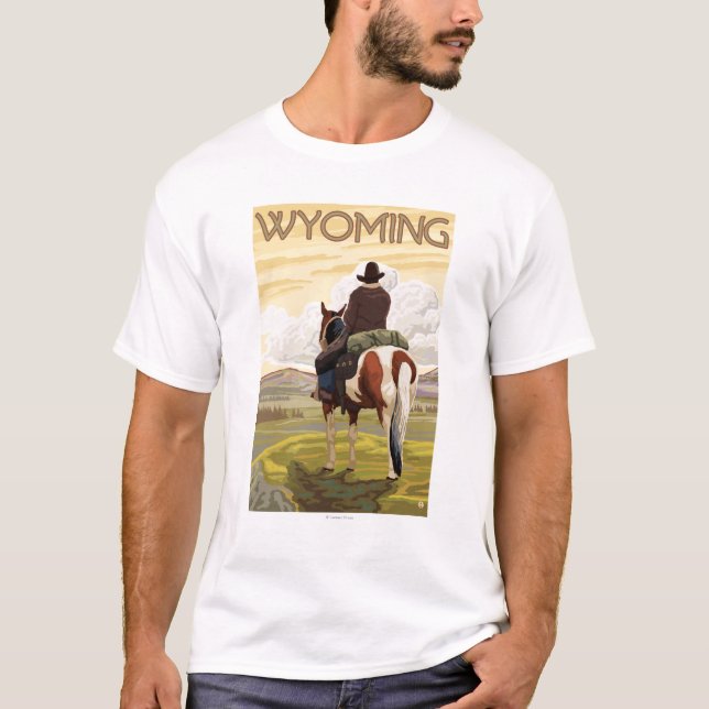 Cowboy-u. HorseWyomingVintage Reise-Plakat T-Shirt (Vorderseite)