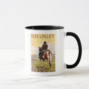 Cowboy u. Pferd - Sun Valley, Idaho Tasse