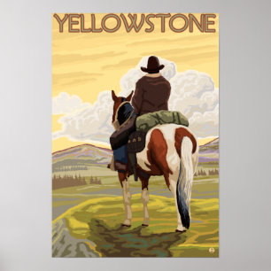 Cowboy u. Pferd - Yellowstone Nationalpark Poster