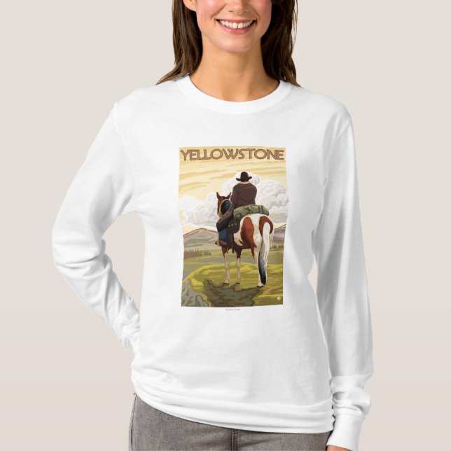 Cowboy u. Pferd - Yellowstone Nationalpark T-Shirt (Vorderseite)