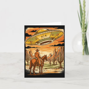 Cowboy-Ufo-Wüsten-Vintage-Alien-Sci-Fi-Western-Cou Karte