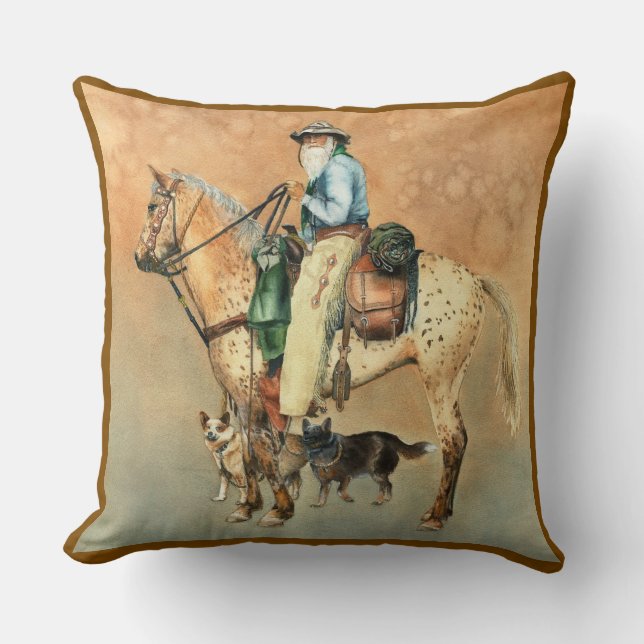Cowboy und Appaloosa Pferd mit Dogien Kissen (Vorderseite)
