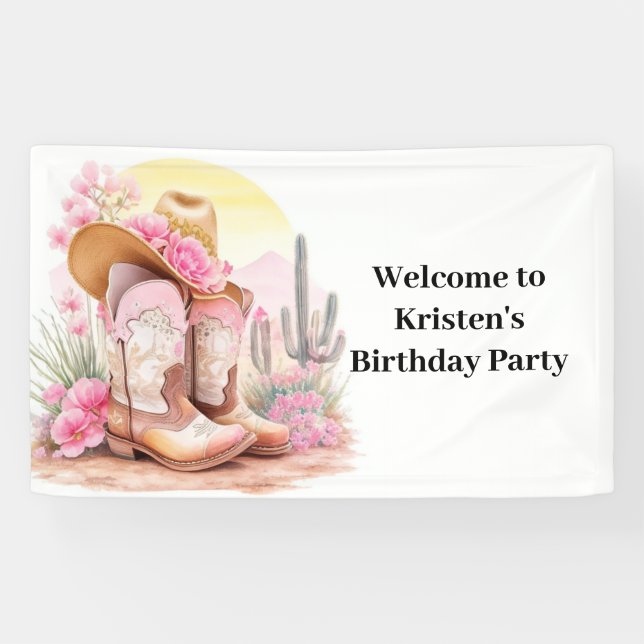 Cowboy und Cactus Birthday Banner (Horizontal)