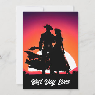 Cowboy und Cowgirl Beste Day Ever Black Wedding Einladung