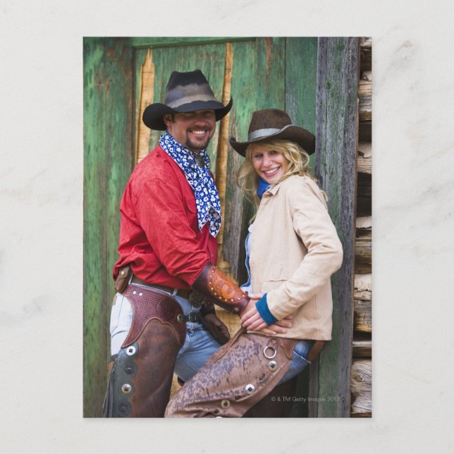 Cowboy und Cowgirl, die Hände vor halten Postkarte (Vorderseite)