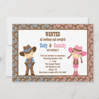 Cowboy und Cowgirl Einladungen
