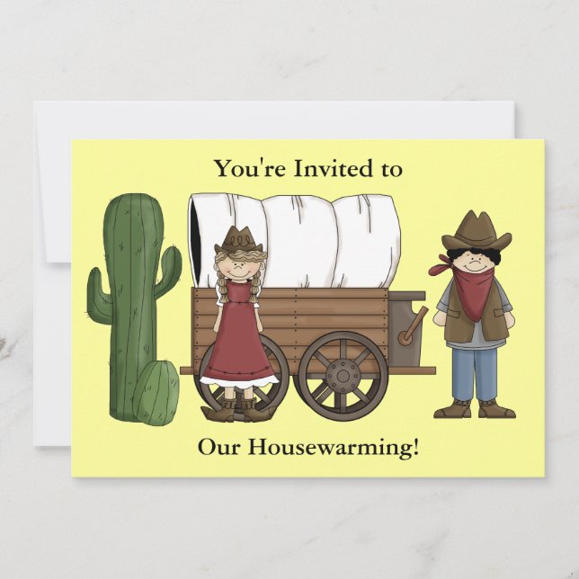 Cowboy und Cowgirl Housewarming - Western Einladung (Vorderseite)