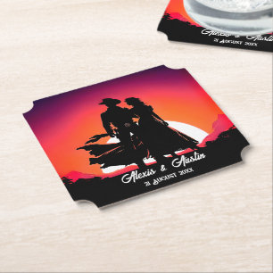 Cowboy und Cowgirl in Sundown Untersetzer