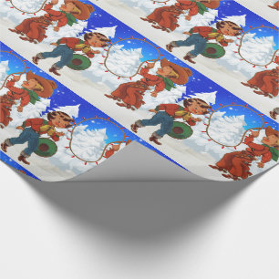 Cowboy und Cowgirl-Kinder mit Seillichtern Geschenkpapier
