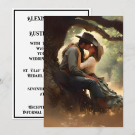 Cowboy und Cowgirl Kissing Wedding Einladung