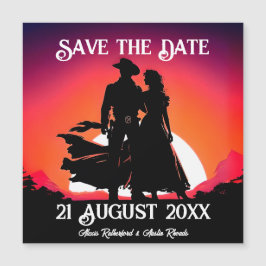 Cowboy und Cowgirl Save the Date in Sundown Magneteinladung