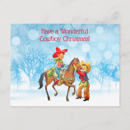 Cowboy und Cowgirl Weihnachten Postkarte