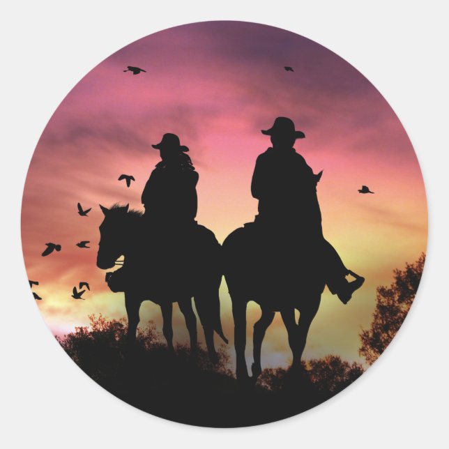Cowboy und Cowgirl Western Riding Stickers (Vorderseite)
