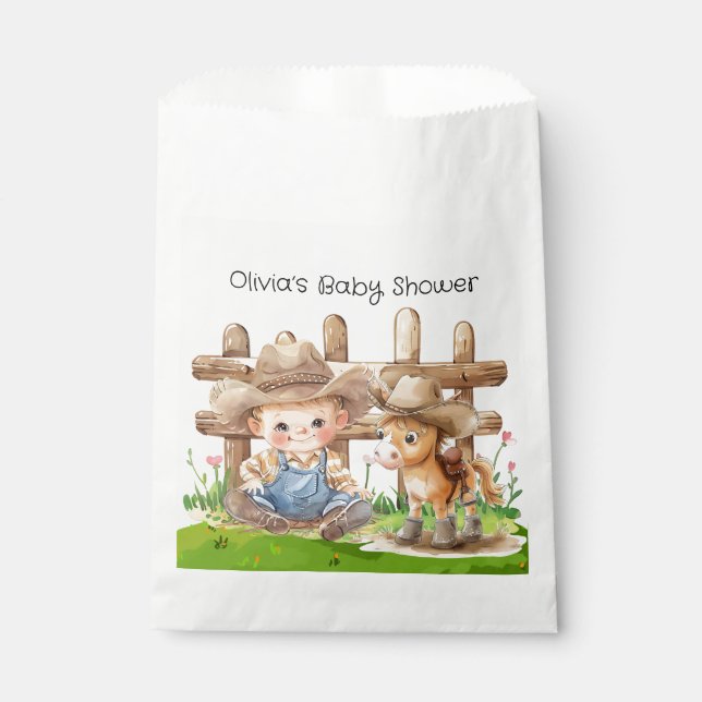 Cowboy und eine Pony Horse Boy Baby Dusche Geschenktütchen (Vorderseite)