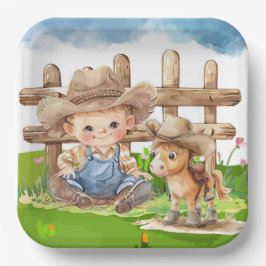 Cowboy und eine Pony Horse Boy Baby Dusche Pappteller